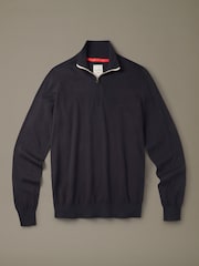 Aubin Black Daw Cotton Zip Neck Jumper - Bild 1 av 1