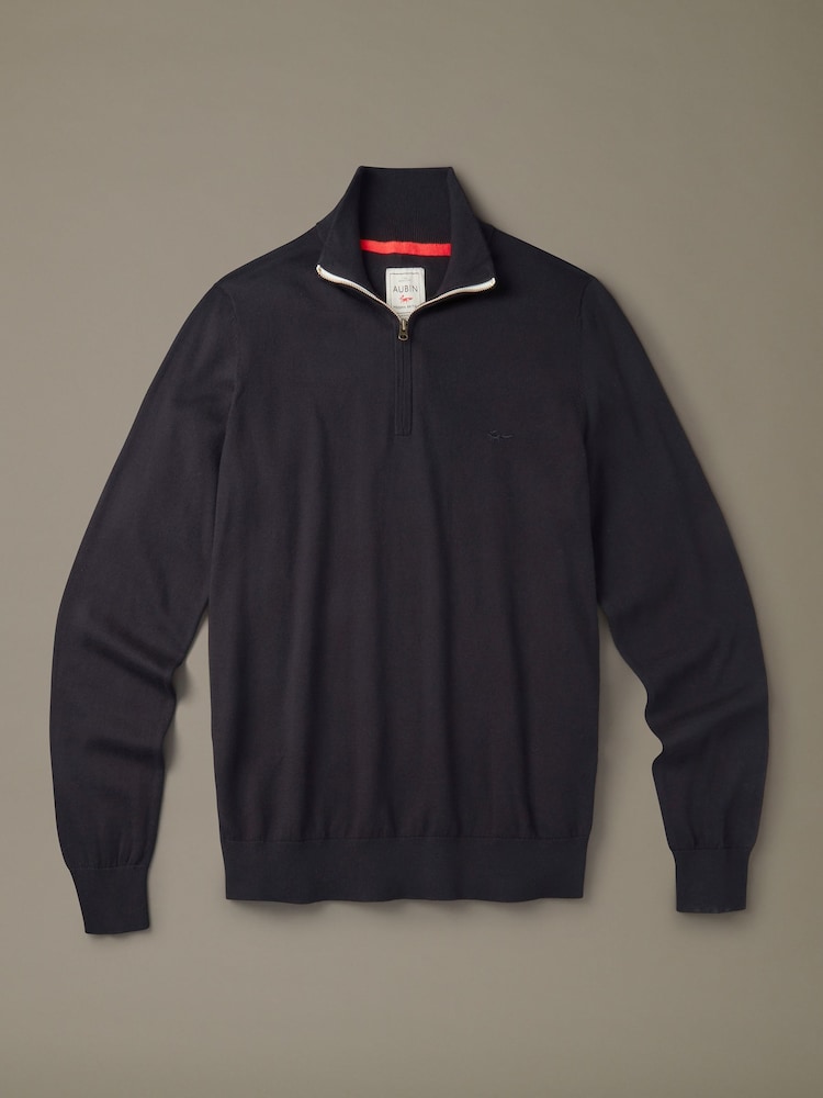 Aubin Black Daw Cotton Zip Neck Jumper - Bild 1 av 1