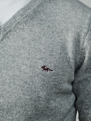 Aubin Grey Bransbury Lambswool V-Neck Jumper - Image 3 of 4