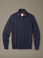Aubin Blue Daw Cotton Zip Neck Jumper - Image 1 of 1