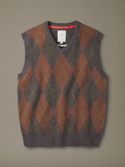 Aubin Hopkins Argyle Front Brown Tank Top - Image 1 of 1