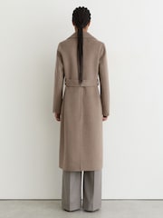Reiss Neutral Melange Thea Wool-Blend Double-Breasted Blind-Seam Coat with Cashmere - Image 8 of 9