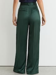 Reiss Teal Green Zadie Satin Wide-Leg Pleated Trousers - Image 5 of 6