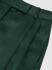 Reiss Teal Green Zadie Satin Wide-Leg Pleated Trousers - Image 6 of 6