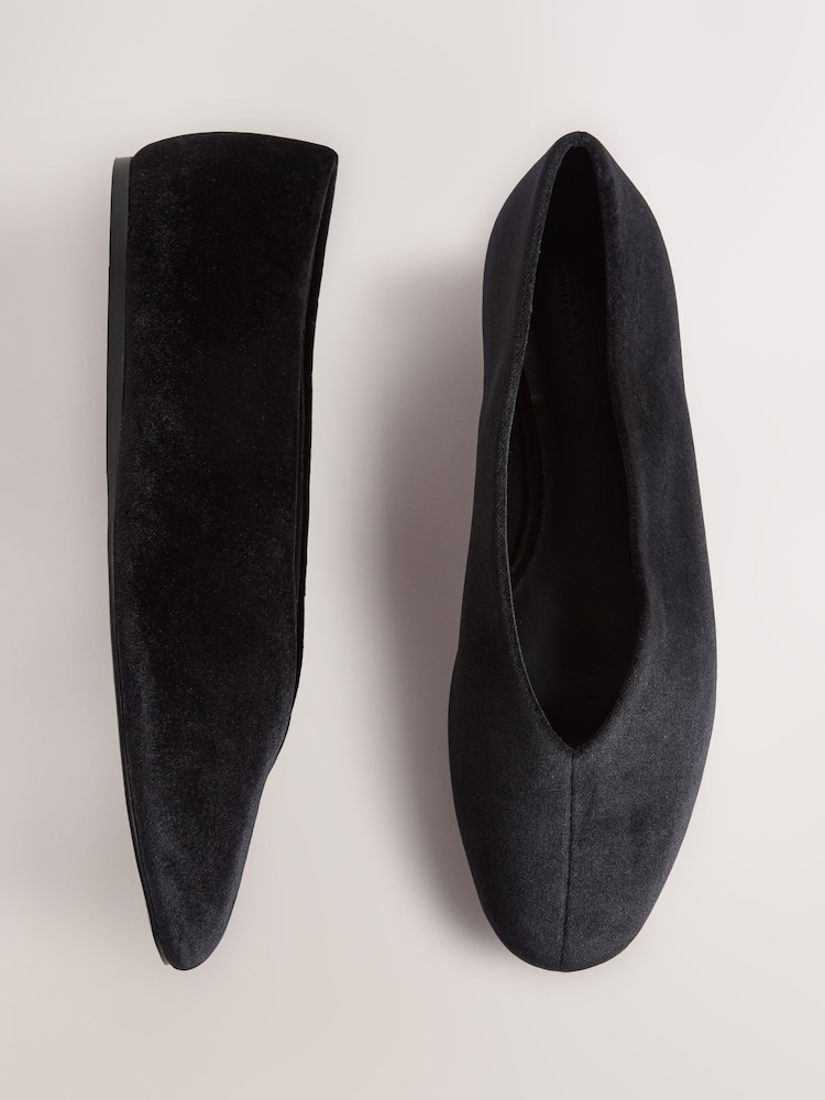 Black Forever Comfort® Velvet High Cut Ballet Flats - Image 1 of 9 Black Forever Comfort® Velvet High Cut Ballet Flats - Image 1 of 9