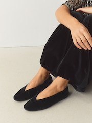 Black Forever Comfort® Velvet High Cut Ballet Flats - Image 2 of 9