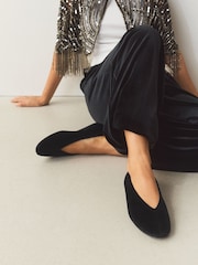 Black Forever Comfort® Velvet High Cut Ballet Flats - Image 3 of 9