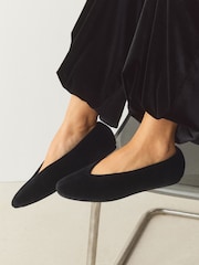 Black Forever Comfort® Velvet High Cut Ballet Flats - Image 4 of 9