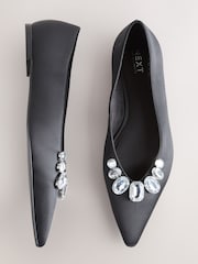 Juoda - Forever Comfort® Jewelled Point Toe Ballet Shoes - 1 paveikslėlis iš 9