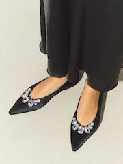 Juoda - Forever Comfort® Jewelled Point Toe Ballet Shoes - 3 paveikslėlis iš 9