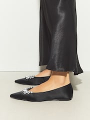 Juoda - Forever Comfort® Jewelled Point Toe Ballet Shoes - 4 paveikslėlis iš 9
