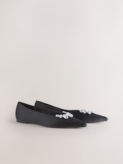 Juoda - Forever Comfort® Jewelled Point Toe Ballet Shoes - 9 paveikslėlis iš 9