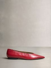 Rust Brown N. Premium Leather High Cut Pointed Flats - Image 1 of 5