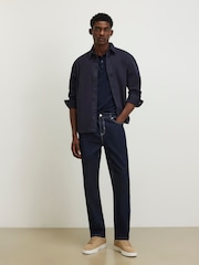 River Island Blue Slim Fit Essential Knitted Polo Shirt - Image 3 of 4