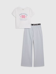 River Island Blue Bow T-Shirt & Logo Track Joggers Set - Image 1 of 5