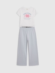 River Island Blue Bow T-Shirt & Logo Track Joggers Set - Image 3 of 5