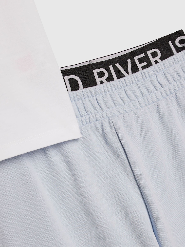 River Island Blue Bow T-Shirt & Logo Track Joggers Set - Image 5 of 5 River Island Blue Bow T-Shirt & Logo Track Joggers Set - Image 5 of 5