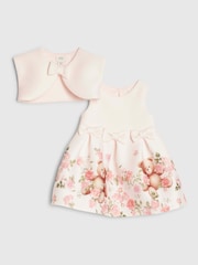 River Island Pink Bear Bow Floral Scuba Dress - Image 1 of 1