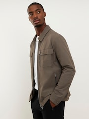 River Island Natural Muscle Fit Ripstop Shacket - Image 4 of 4