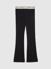 River Island Black Logo Waistband Kickflares Leggings - Image 1 of 3