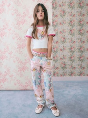 River Island Pink Cabbages & Roses Patchwork Straight Jeans - Image 1 of 5