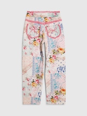 River Island Pink Cabbages & Roses Patchwork Straight Jeans - Image 4 of 5