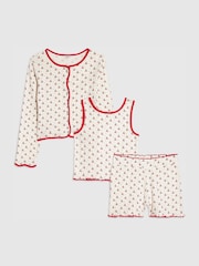 River Island White Cherry Cardigan Cami Pyjamas Set - Image 1 of 5