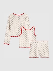 River Island White Cherry Cardigan Cami Pyjamas Set - Image 2 of 5