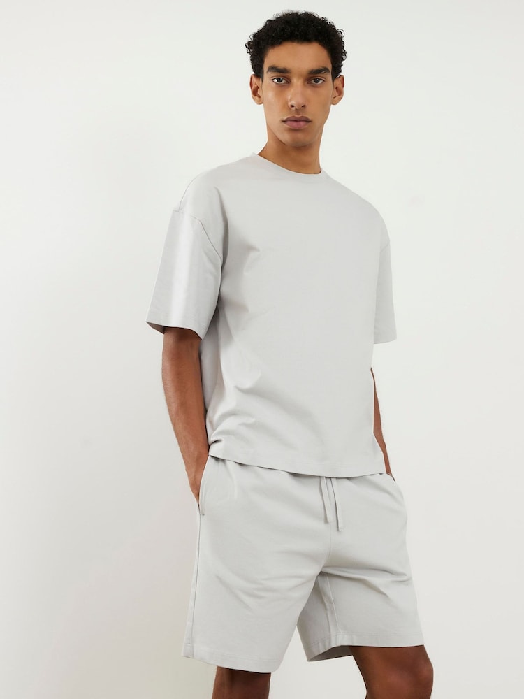 River Island Grey Oversized Boxy T-Shirt & Shorts Set - Image 1 of 4