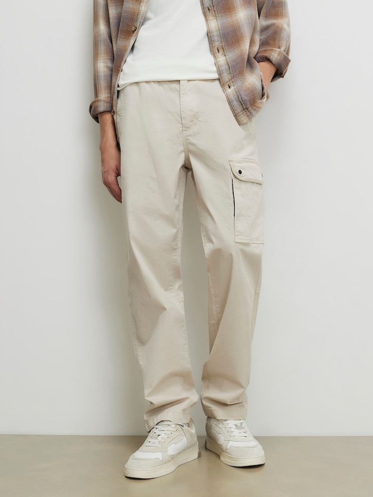 River Island Cream Regular Fit Pocket Cargo Trousers - Image 1 of 4