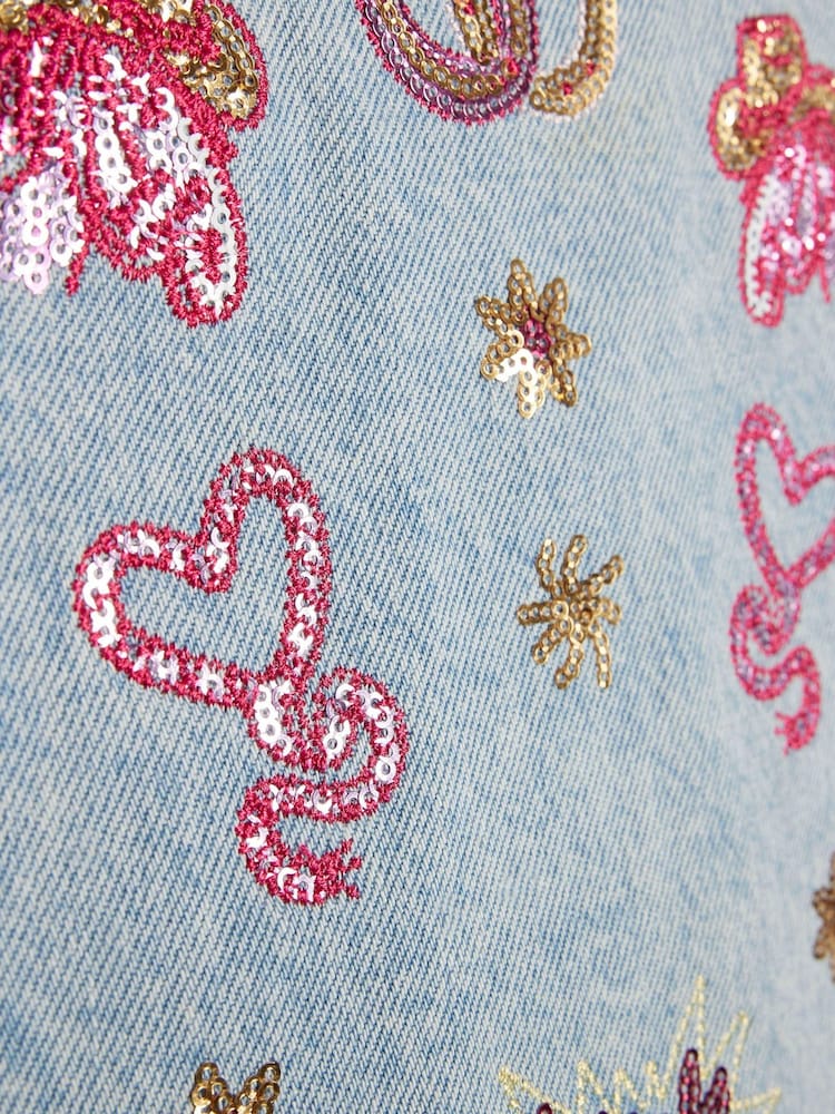 River Island Blue Cowboy Sequin Top & Skort Set - Image 4 of 4