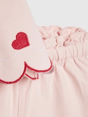 River Island Pink Denim Heart Frill Top & Shorts Set - Image 3 of 5