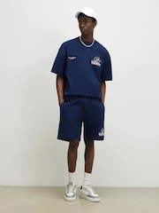 River Island Blue Oversized  Word Boxy T-Shirt & Shorts Set - Image 2 of 7