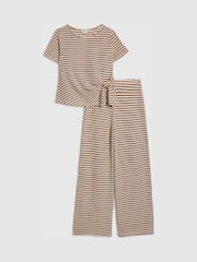 River Island Brown Stripe Textured & Wide Leg Set - Image 1 of 4