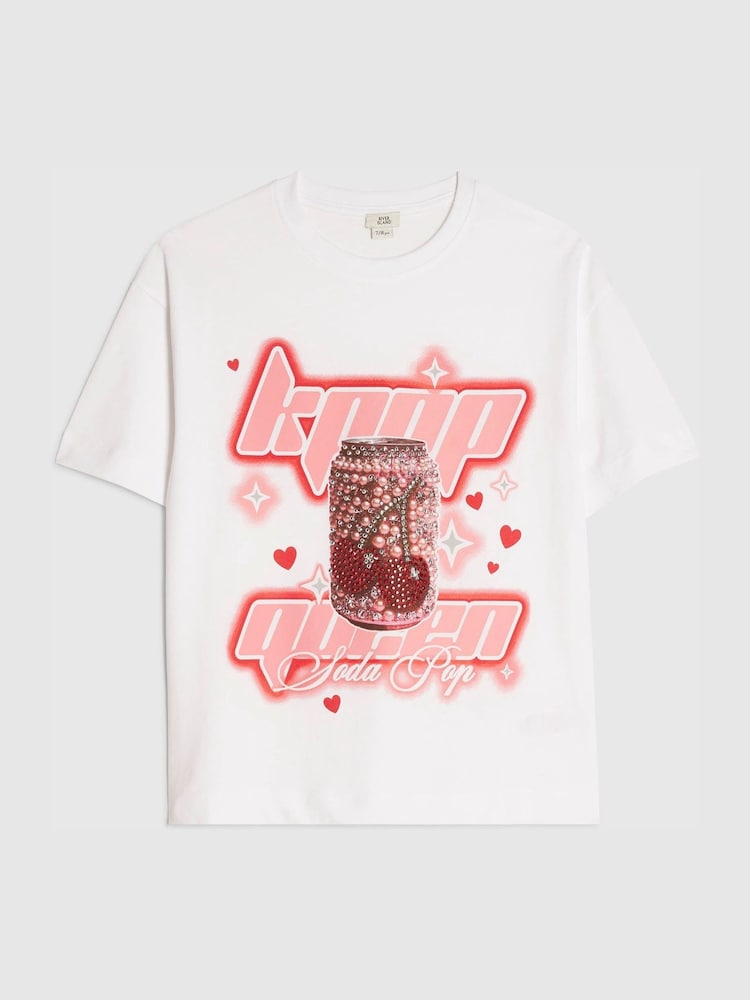 River Island White K Pop Queen Soda T-Shirt - Image 1 of 4