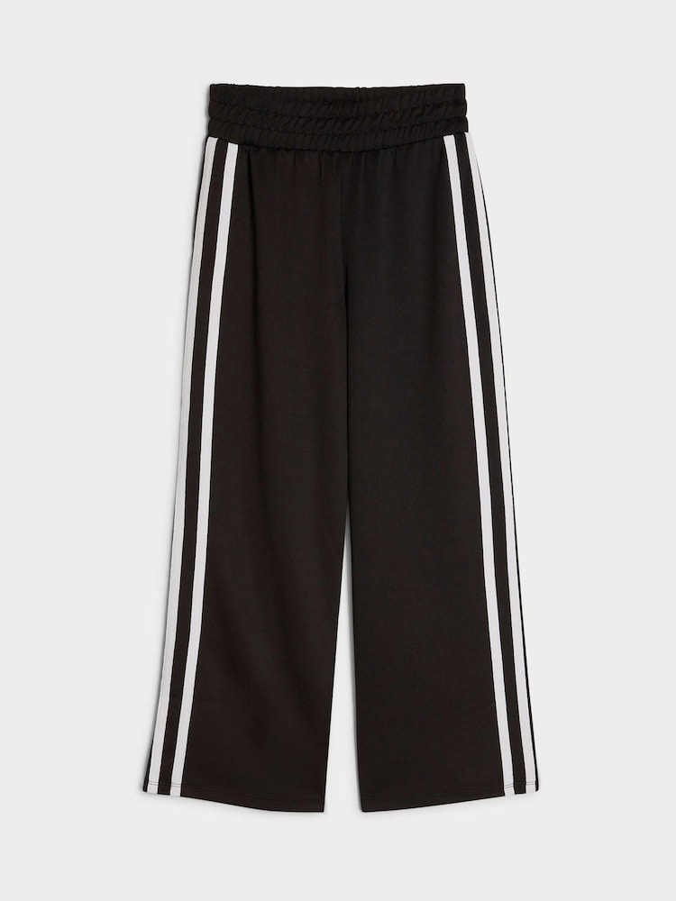 River Island Black Wide Fit Side Stripe Trousers - Image 1 of 4