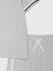 River Island Blue Slim Fit Baseball Polo & Shorts Set - Image 5 of 5