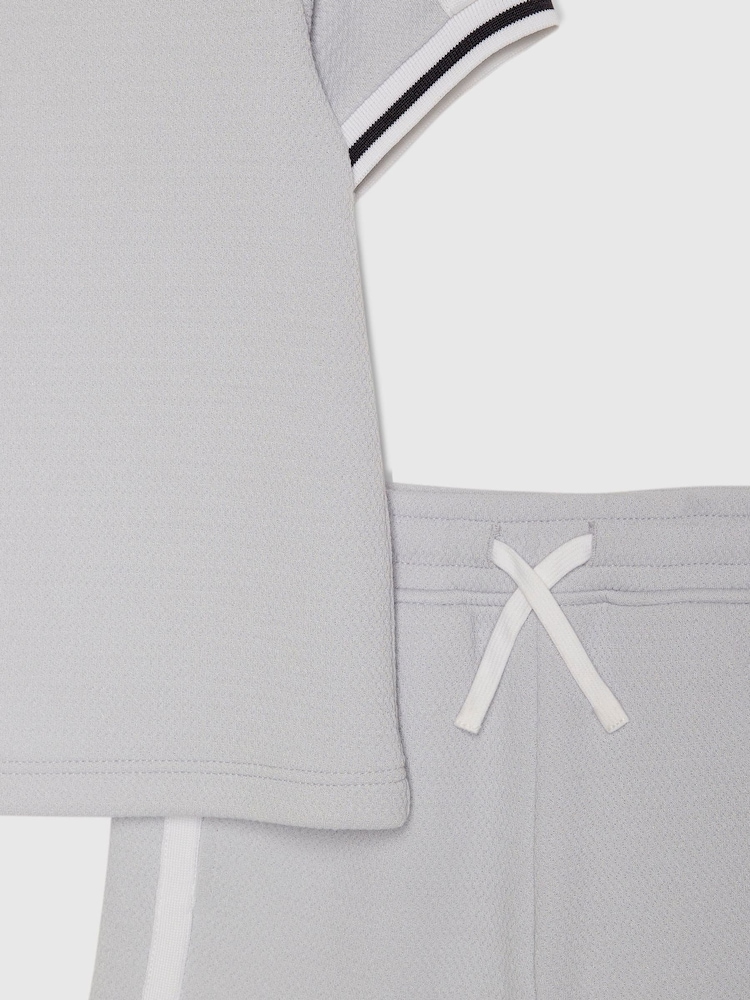 River Island Blue Slim Fit Baseball Polo & Shorts Set - Image 5 of 5