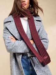 Friends Like These Burgundy Red Skinny Ribbed Cable Scarf - Image 3 of 7