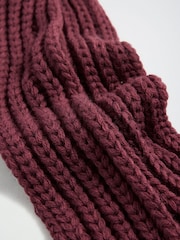 Friends Like These Burgundy Red Skinny Ribbed Cable Scarf - Image 6 of 7