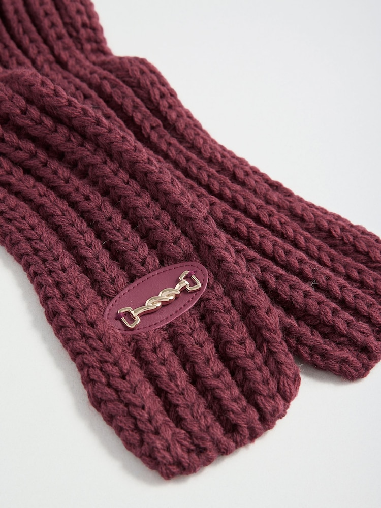 Friends Like These Burgundy Red Skinny Ribbed Cable Scarf - Image 7 of 7
