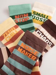 Multi - Chaussettes rayées à slogan 5 Lot de 0 - Image 2 de 3