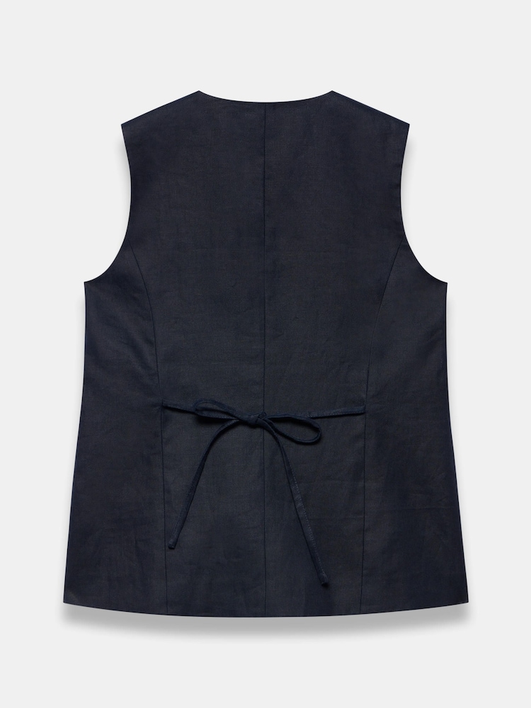Mint Velvet Blue Longline Linen Waistcoat - Image 7 of 7
