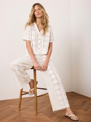 Mint Velvet White Crochet Shell Shirt - Image 4 of 7