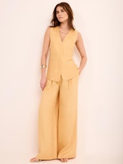 Mint Velvet Yellow Longline Linen Waistcoat - Image 3 of 8