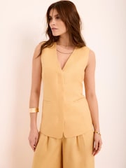 Mint Velvet Yellow Longline Linen Waistcoat - Image 5 of 8