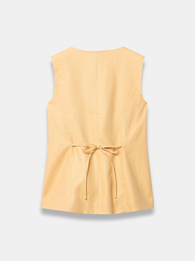 Mint Velvet Yellow Longline Linen Waistcoat - Image 8 of 8
