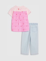 طقم من رداء عُلوي بطبعة قطة وبنطلون رياضي سهل اللبس من River Island - صورة 2 من 4