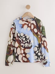 Butterfly Print Long Sleeve Crew Neck T-Shirt - Image 1 of 3