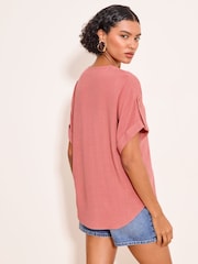 Lipsy Pink Touch Of Linen V-Neck Top - Image 5 of 5